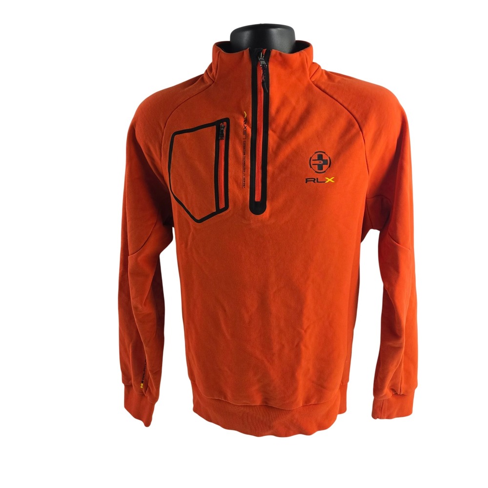 RLX Ralph Lauren Mens Pullover Layering Top Golf‎ Training 1/4 Zip Orange L